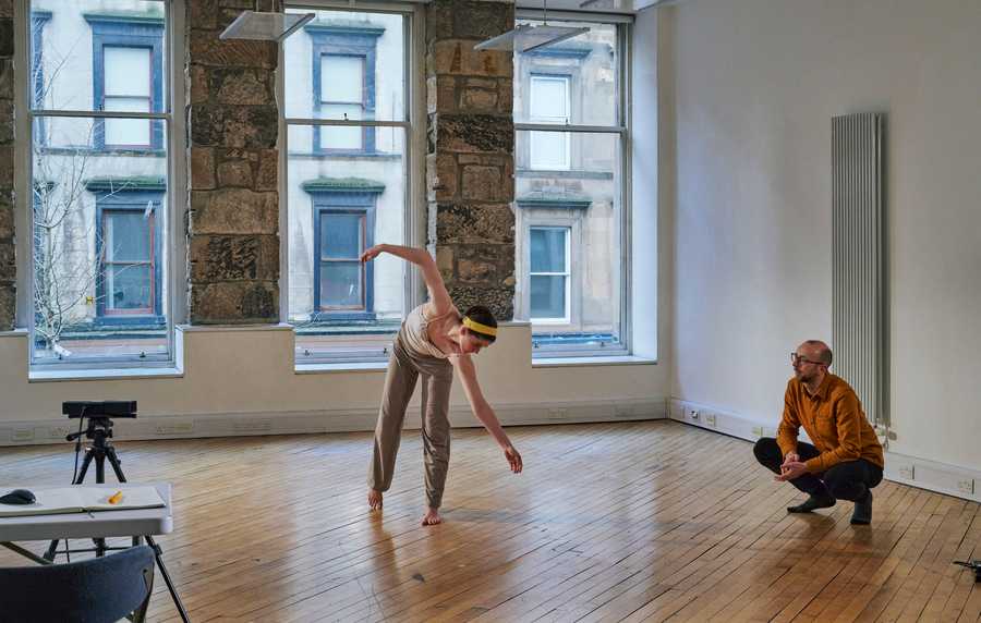 Dancer Catriona Robertson performing with Sonified Body. Photo by Alan Paterson